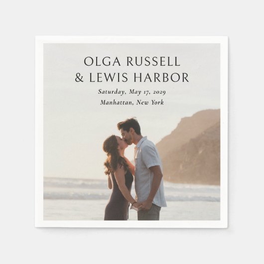 Einfache Schwarze Moderne Hochzeit Serviette (Vorderseite)