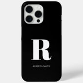 Einfache Schwarze Moderne Monogramm Case-Mate iPhone Hülle (Rückseite)