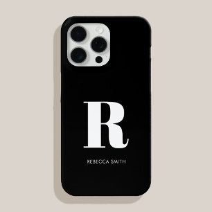 Einfache Schwarze Moderne Monogramm Case-Mate iPhone Hülle