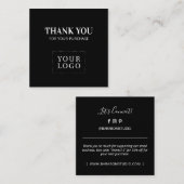 Einfache Schwarze Moderne Vielen Dank Geschäftskar Quadratische Visitenkarte (Vorne/Hinten)