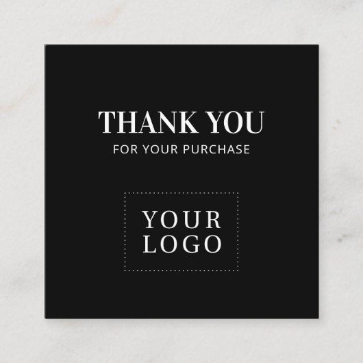 Einfache Schwarze Moderne Vielen Dank Geschäftskar Quadratische Visitenkarte (Vorderseite)