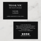 Einfache Schwarze Moderne Vielen Dank Geschäftslog Visitenkarte (Vorne/Hinten)