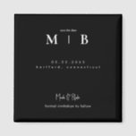 Einfache schwarze Mongramm-Hochzeit speichern Sie  Magnet<br><div class="desc">Zeitgenössische Monogram Black Wedding Save the Date Magnet. Förmliche Einladung zu folgen.</div>