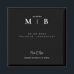 Einfache schwarze Mongramm-Hochzeit speichern Sie  Magnet<br><div class="desc">Zeitgenössische Monogram Black Wedding Save the Date Magnet. Förmliche Einladung zu folgen.</div>