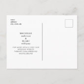 Einfache Schwarze Monografie speichern das Datum Ankündigungspostkarte (Rückseite)