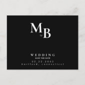 Einfache Schwarze Monografie speichern das Datum Ankündigungspostkarte (Vorderseite)