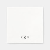 Einfache Schwarze Monogram Cocktail II Serviette (Vorderseite)