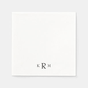 Einfache Schwarze Monogram Cocktail II Serviette