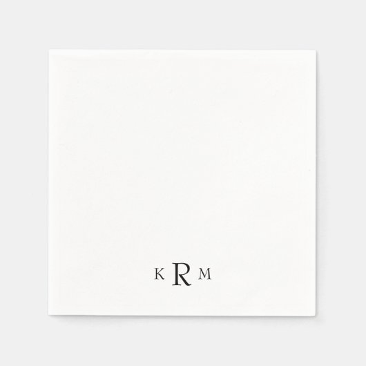 Einfache Schwarze Monogram Cocktail II Serviette (Vorderseite)