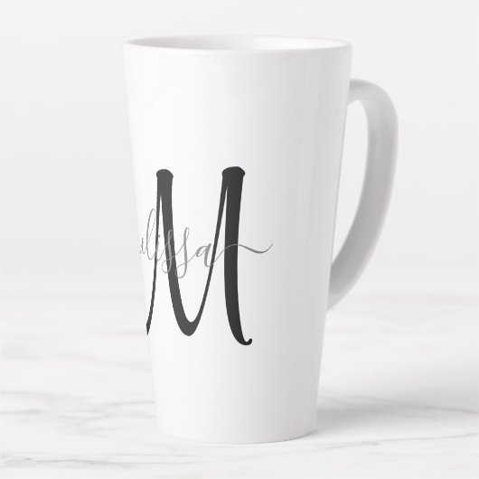 Einfache schwarze Monogram, Grauer Skriptname Benu Milchtasse (Rechte Ecke)