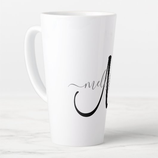 Einfache schwarze Monogram, Grauer Skriptname Benu Milchtasse (Linke Ecke)