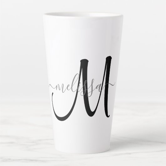 Einfache schwarze Monogram, Grauer Skriptname Benu Milchtasse (Vorderseite)