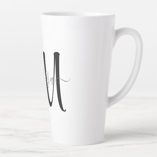 Einfache schwarze Monogram, Grauer Skriptname Benu Milchtasse (Rechts)