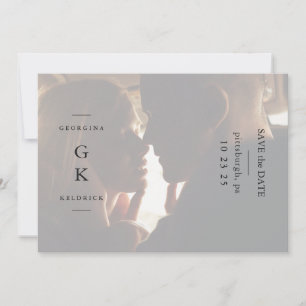 Einfache Schwarze Monogramm-Einmalige Hochzeit ein Save The Date