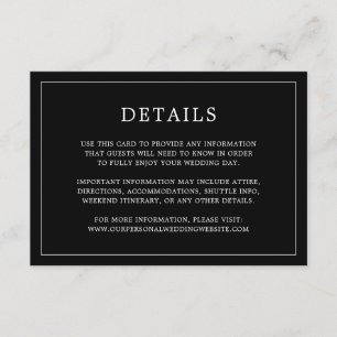 Einfache Schwarze Monogramm Elegante Hochzeit Begleitkarte