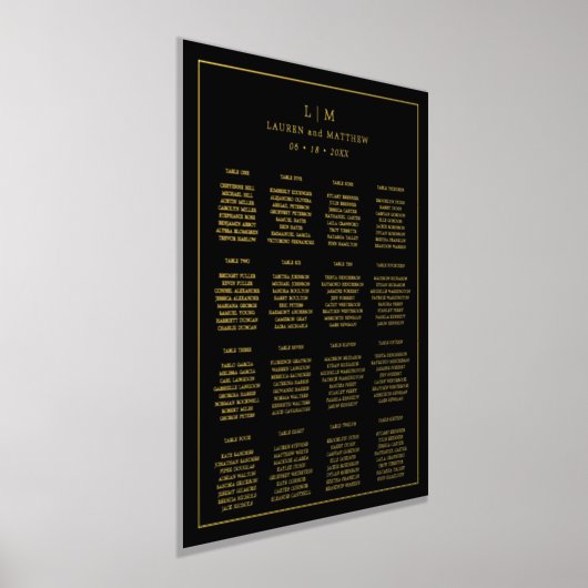 Einfache Schwarze Monogramm Elegante Hochzeit Foliendrucke (Ablage )