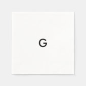 Einfache Schwarze Monogramm für weiße Napkins Serviette (Vorderseite)