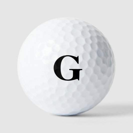Einfache Schwarze Monogramm Golfball (Vorderseite)