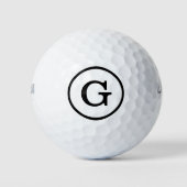 Einfache Schwarze Monogramm mit Circle Border Golfball (Vorderseite)