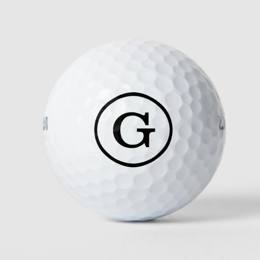 Einfache Schwarze Monogramm mit Circle Border Golfball (Vorderseite)