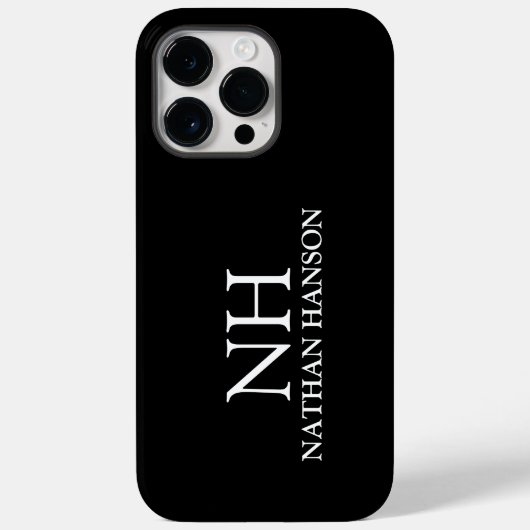 Einfache Schwarze Monogramm modern Case-Mate iPhone Hülle (Rückseite)