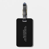 Einfache Schwarze Monogramm modern Gepäckanhänger (Rückseite vertikal)
