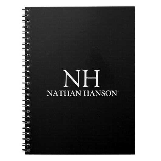 Einfache Schwarze Monogramm modern Notizblock (Vorderseite)