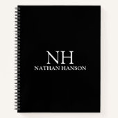 Einfache Schwarze Monogramm modern Notizblock (Vorderseite)