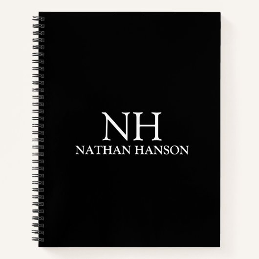Einfache Schwarze Monogramm modern Notizblock (Vorderseite)