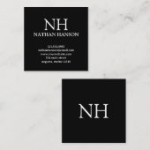 Einfache Schwarze Monogramm modern Quadratische Visitenkarte (Vorne/Hinten)