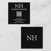 Einfache Schwarze Monogramm modern Quadratische Visitenkarte (Vorne/Hinten)