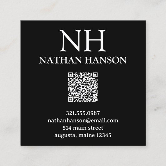 Einfache Schwarze Monogramm modern Quadratische Visitenkarte (Vorderseite)