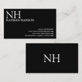 Einfache Schwarze Monogramm modern Visitenkarte (Vorne/Hinten)