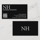 Einfache Schwarze Monogramm modern Visitenkarte (Vorne/Hinten)