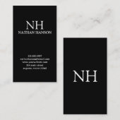 Einfache Schwarze Monogramm modern Visitenkarte (Vorne/Hinten)
