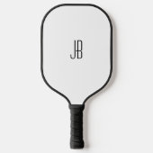 Einfache schwarze Monogramm oder Name auf Weiß Pickleball Schläger (Vorderseite)