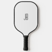 Einfache schwarze Monogramm oder Name auf Weiß Pickleball Schläger (Rückseite)