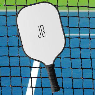 Einfache schwarze Monogramm oder Name auf Weiß Pickleball Schläger