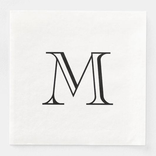 Einfache schwarze Monogramm-Papier-Serviette Serviette (Vorderseite)