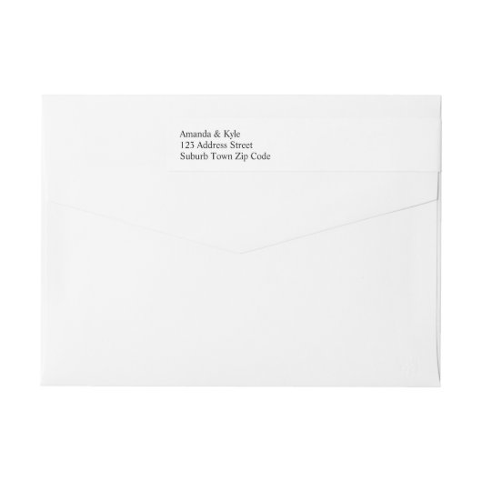 Einfache Schwarze Monogramm-Rücksendeadresse (Rückseite)