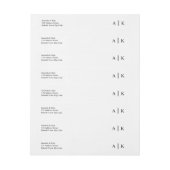 Einfache Schwarze Monogramm-Rücksendeadresse (Bogen)