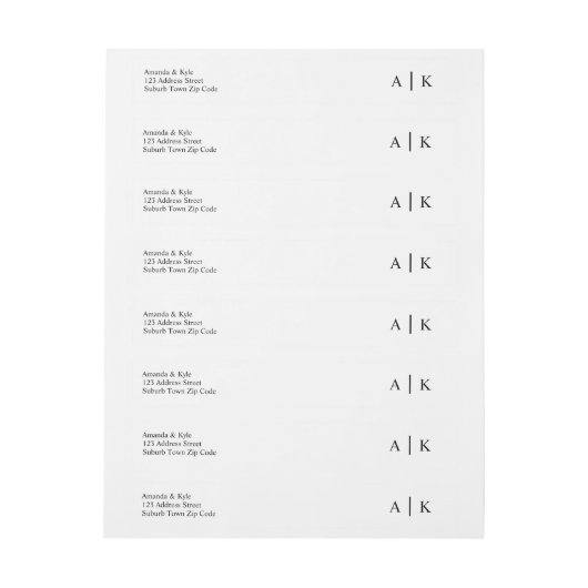 Einfache Schwarze Monogramm-Rücksendeadresse (Bogen)