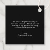 Einfache Schwarze Mortarplatte Moderner Abschluss Geschenkanhänger (Rückseite)