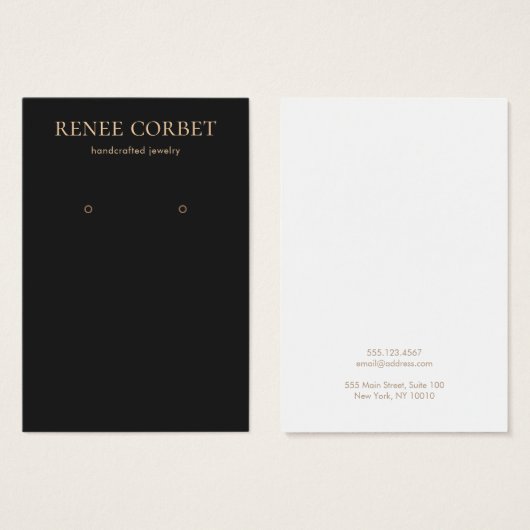 Einfache Schwarze Ohrkarte (Vorne & Hinten)