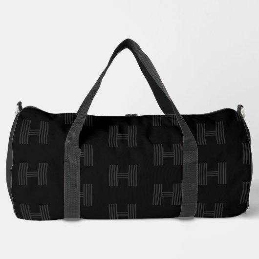 Einfache schwarze, Personalisierte Monogram-Patchb Duffle Bag (Vorderseite)
