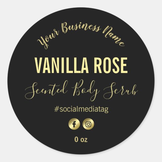 Einfache schwarze Produktkennzeichnungen Runder Aufkleber (Vorderseite)