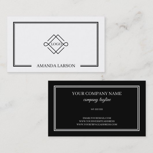 Einfache schwarze Rahmen Visitenkarte (Vorne/Hinten)