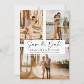 Einfache schwarze Rasterkollektion Save the Date 3 (Vorderseite)