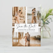 Einfache schwarze Rasterkollektion Save the Date 3 (Stehend Vorderseite)