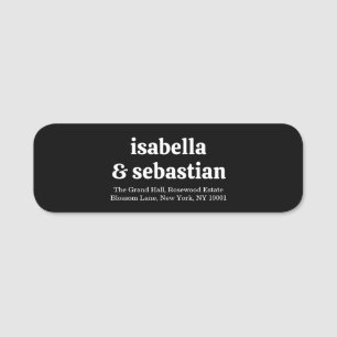 Einfache schwarze Retro-Schrift für Hochzeiten Namensschild
